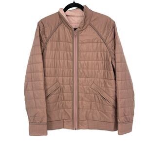 Lululemon The Bomb Bomber Jacket Women's 12 Reversible Heathered Bark Berry Pink